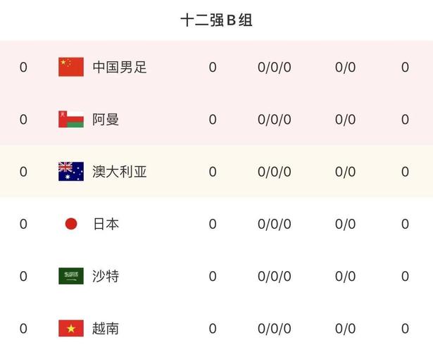 世预赛中国积分榜